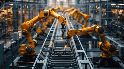 Robotic arms inside plant.