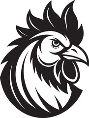 head of a rooster logo illustration black and white