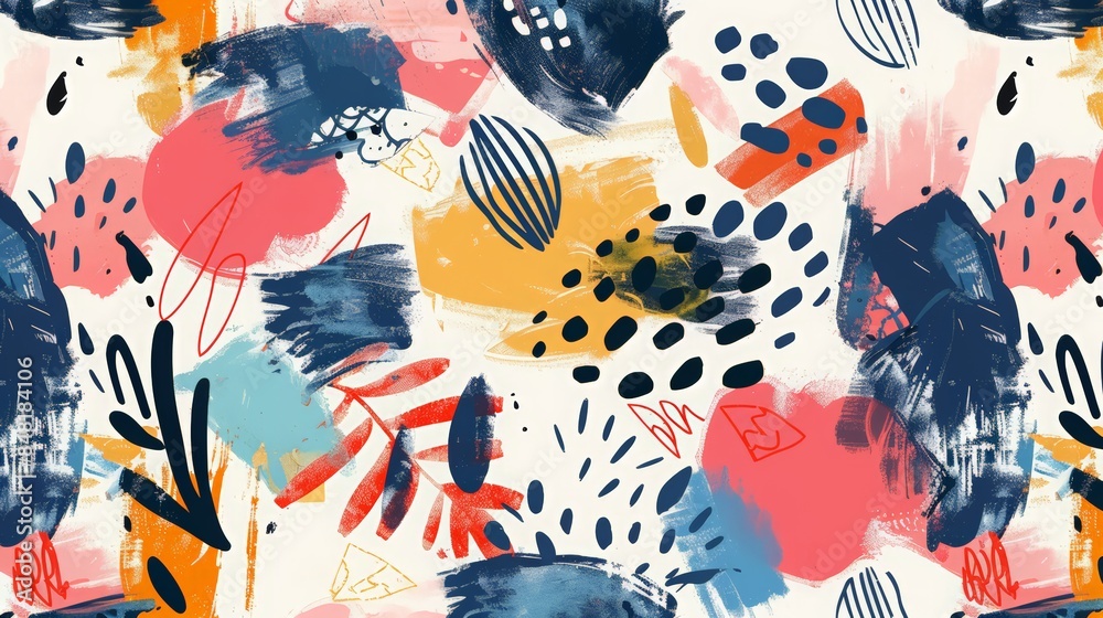 Fototapete Illustrate a modern abstract pattern with bold brushstrokes and dynamic shapes.