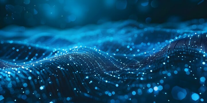 Captivating Blue Tech Scene with Sharp Lines, Sparkling Dots, and Mesmerizing Halos. Concept Blue Tech Scene, Sharp Lines, Sparkling Dots, Mesmerizing Halos, Captivating Visuals
