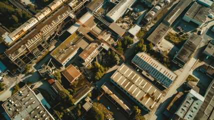 Fototapeta premium Aerial view of a sprawling industrial complex with large buildings