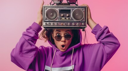 The girl with boombox