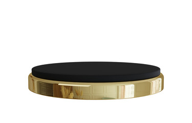 3d gold black stage podium.