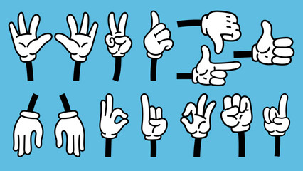 Set of Retro Cartoon Hand Gesture