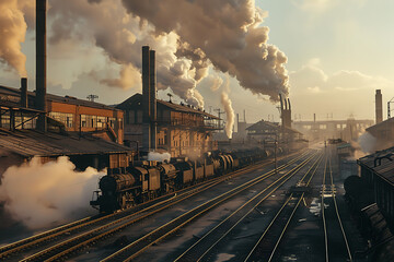 Diverse industrial sectors showcasing manufacturing, construction, and technology, highlighting the complexity and productivity of modern industries.