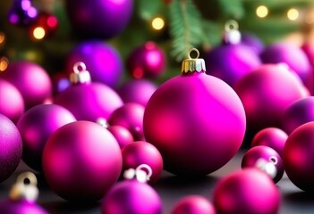 Fototapeta premium A close-up of a Christmas ornament in a vibrant purple color on a black and white background