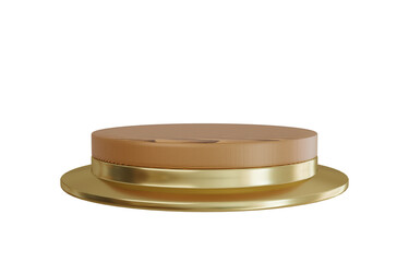 3d gold wooden stage podium.
