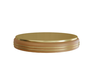 3d gold wooden stage podium.