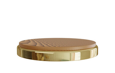 3d gold wooden stage podium.