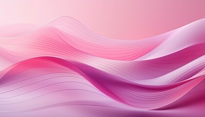 Abstract background with smooth waves in pink and magenta tones. Waved shaped lines transparent whispers background. Elegant geometric banner background. AI generative