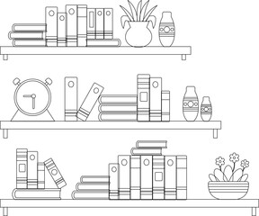 Library Wooden Book Shelf Outline