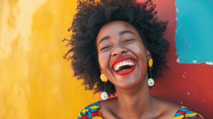 A woman with a bright and cheerful expression