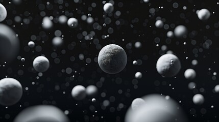 A dark background with scattered spheres of white sphere floating in the air.