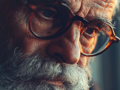 Close-up portrait of a man wearing glasses and a beard, suitable for business or academic use