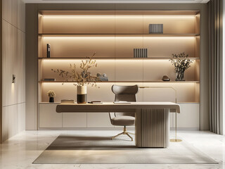 Delve into the ambiance of a modern study room brought to life through 3D rendering