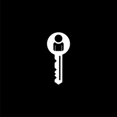 Creative monochrome Key Person icon for web design on black background