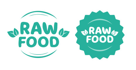 Raw food vector logo banner isolated seal stamp icon graphic green blue sticker label image clip art illustration
