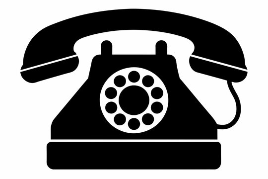 recommend clip art: Black Silhouette Telephone Icon on White Background.