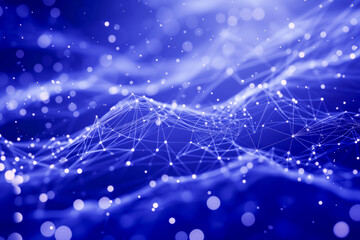 Abstract blue technology network with glowing particles for a futuristic visual experience