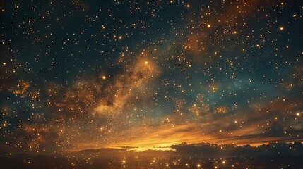 Starry Night Sky with Golden Glow