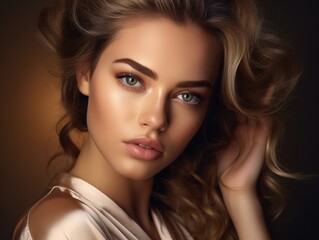 Fototapeta premium Portrait of a stunning woman with flowing locks