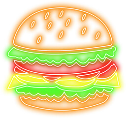 Burger Neon Line Icon