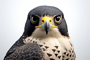 Fototapeta premium A detailed shot of a bird of prey's face and feathers, ideal for wildlife or nature-themed uses