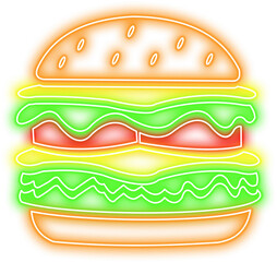 Burger Neon Line Icon