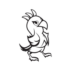 Bird mascot vector logo vector black and white
