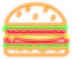 Burger Neon Line Icon