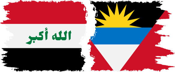 Antigua and Barbuda and Iraq grunge flags connection vector