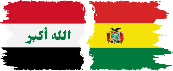 Bolivia and Iraq grunge flags connection vector
