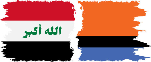 Chagos and Iraq grunge flags connection vector
