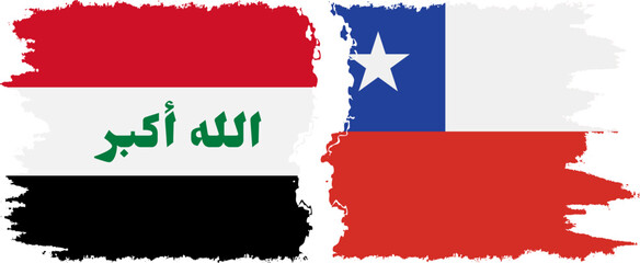 Chile and Iraq grunge flags connection vector