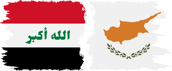 Obraz premium Cyprus and Iraq grunge flags connection vector