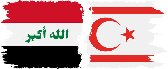 Turkish Republic of Northern Cyprus and Iraq grunge flags conne