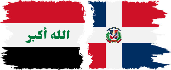 Dominican Republic and Iraq grunge flags connection vector