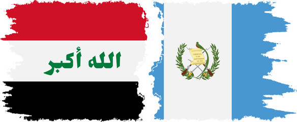 Guatemala and Iraq grunge flags connection vector