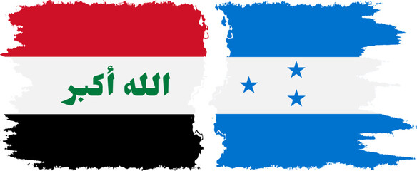 Honduras and Iraq grunge flags connection vector