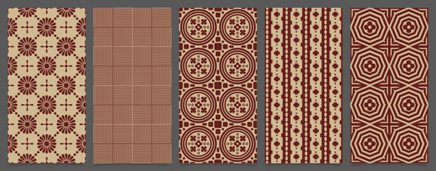 Seamless background pattern textile design for wallpaper, texture, printing, clothing. Collection set vector.