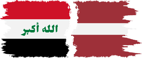 Latvia and Iraq grunge flags connection vector