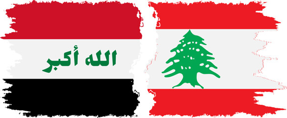 Lebanon and Iraq grunge flags connection vector
