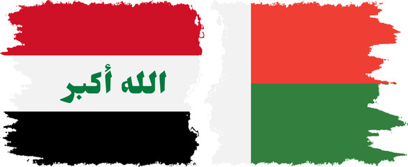 Madagascar and Iraq grunge flags connection vector