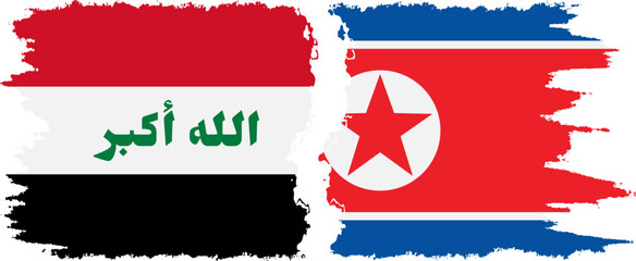 North Korea and Iraq grunge flags connection vector