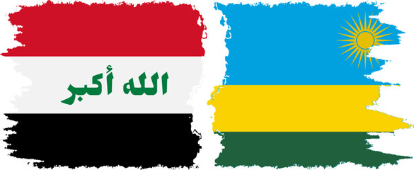 Rwandan and Iraq grunge flags connection vector
