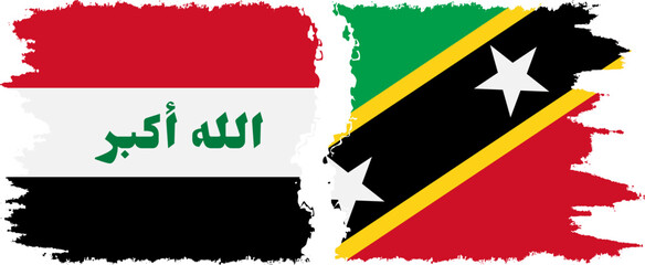 Saint Kitts and Nevis and Iraq grunge flags connection vector