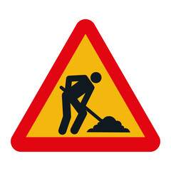 DANGER TRAFFIC SIGNS OF SPAIN, P-18 - Under construction - SVG