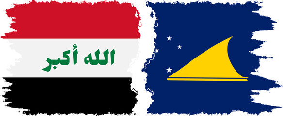 Tokelau and Iraq grunge flags connection vector