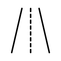 Road line icon. Way icon. Road icon isolated on white background. Transparent background, minimalist symbol. Vector images