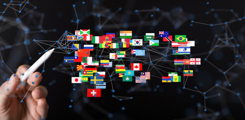 National flags of the countries 3d
